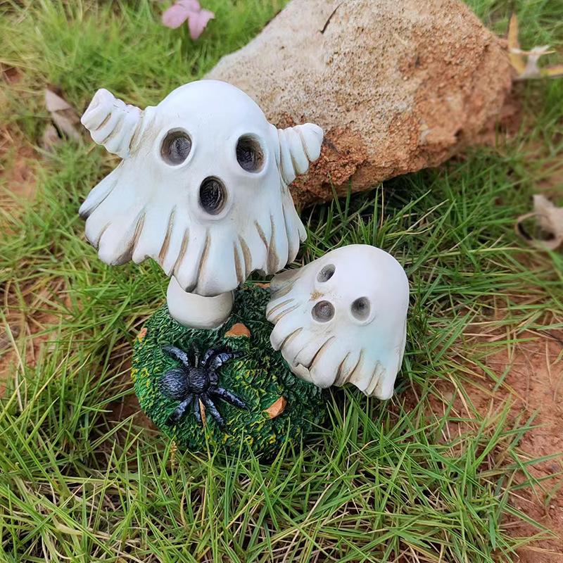 New Halloween Ghost Mushroom Ornaments Home Garden Decoration Ghost Horror Art