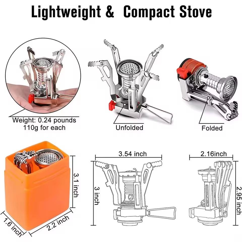 1PC Ultralight Portable Camping Stoves, Adjustable Valve Stove For Backpacking, Hiking, Mountaineering, Camping