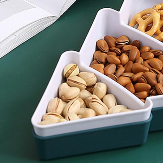 Vánoční stromek Dělený podnos na svačinu Plastová servírovací mísa na ovoce ořechy cukroví Stohovatelný talíř na jídlo na sváteční večírky Prostorově úsporný kuchyňský organizér