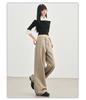 Romon Autumn/Winter Jeans Women's American Khaki High Waist Straight Tube Versatile Loose Look Thin Wide Legs Floor length Pants
