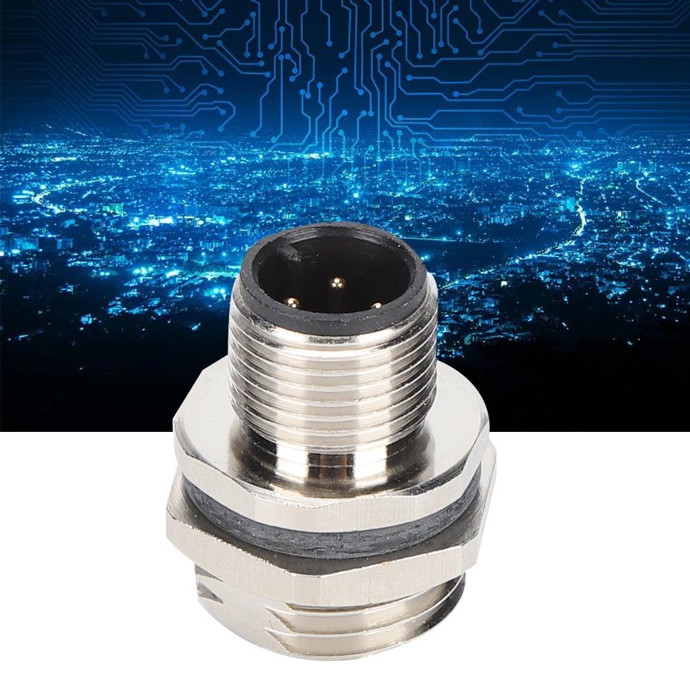 Automation 4 Pin M12BP4 Connector M16 Thread Waterproof Panel Mounted Front Mount 4A 250V Connector Adapter Control System