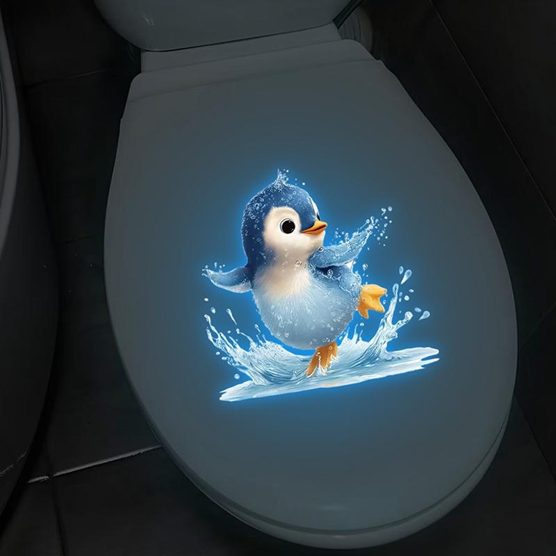 Leuchtender Pinguin Toilettenaufkleber Badezimmerdekor Selbstklebend Abnehmbar Leuchtender Wandaufkleber Heimdekoration