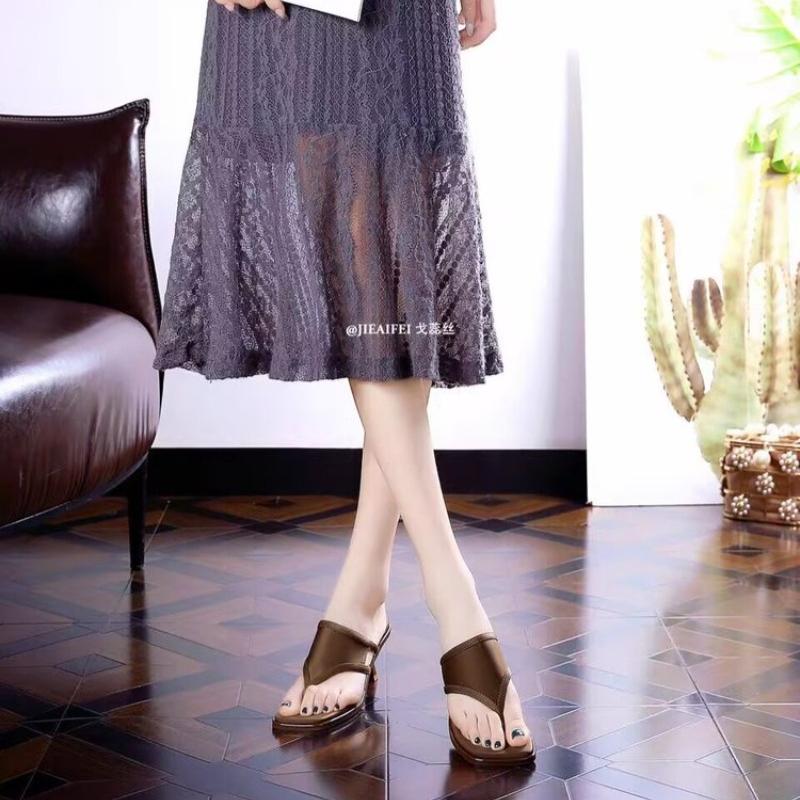 High Heels Women Square Toe Slippers Clip Toe Sandals Sexy Party Shoes Trend Woman Flip Flops 2025 New Summer Brand Pumps Mujer