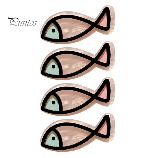 Acrylic Hairpin 4Pcs Girl Macaron Color Ocean Fish Shape Colorful Bone Hair Clip Clips Smooth Rounded Edges Daily Styling Accessory Playful Design