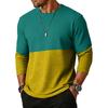 Men Knit Long Sleeve Crew Neck Casual Pullover Lightweight Top with Panel Design for Everyday Wear