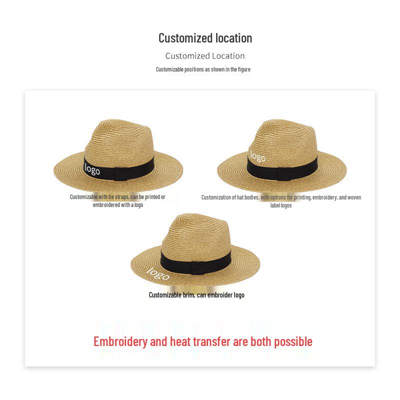Foldable Wide Brim Raffia Panama Straw Sun Hat with Square Buckle - Breathable, UV Protection for Outdoors