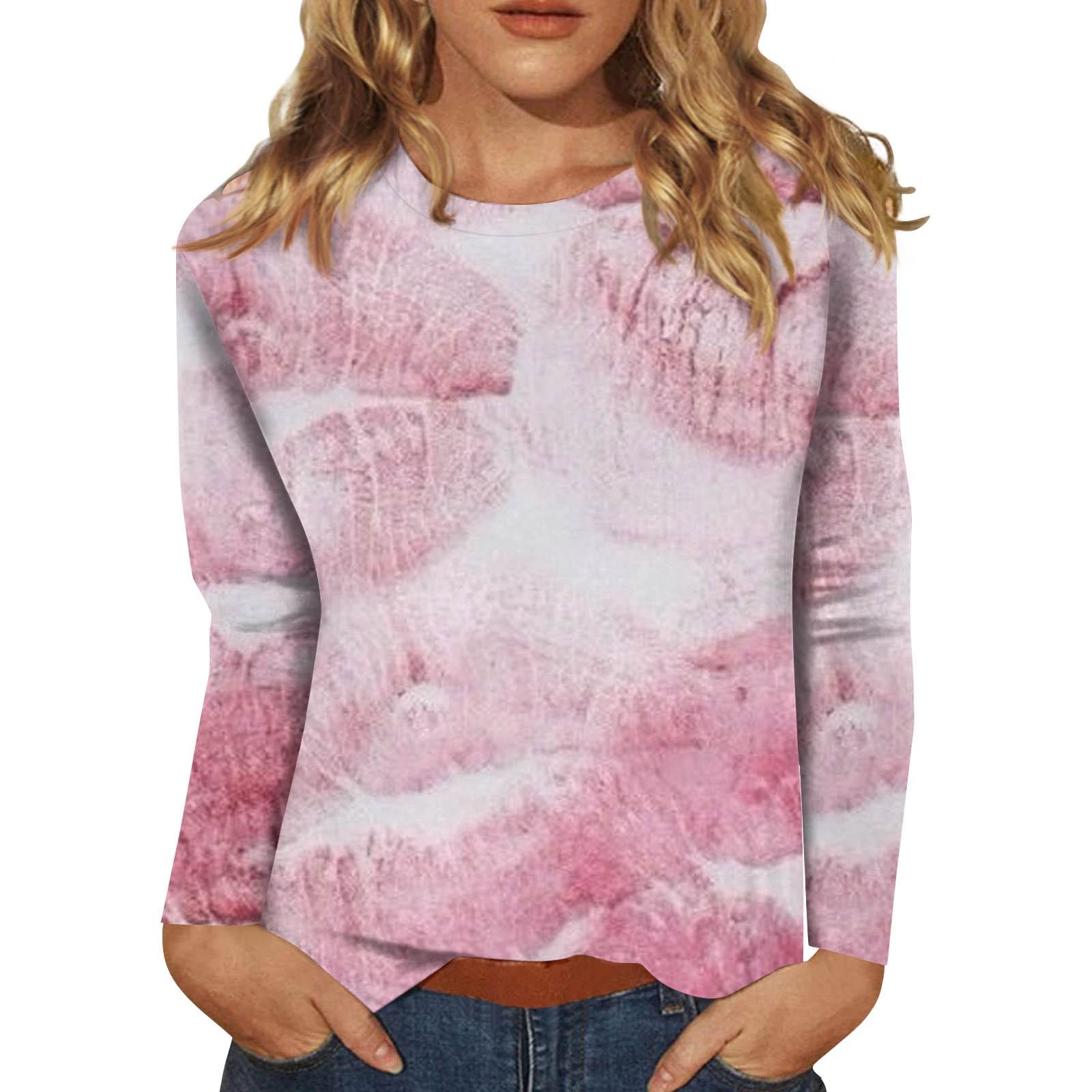 

Женская мода повседневная с длинным рукавом ко Дню святого Валентина с принтом в виде круглого выреза и длинными рукавами XXXL