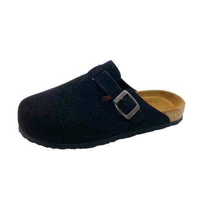 Kidmi Women Suede Clogs Slippers Cork Suede Clogs Slippers Classic Men Mules Outdoor Cork Antiskid Slippers with Arch Support