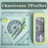 7Pcs/Set Compass And Ruler Sets Triangle Ruler Protractor Rubber Student Exam Specific Ruler Box Set Ruler Set School Starts New