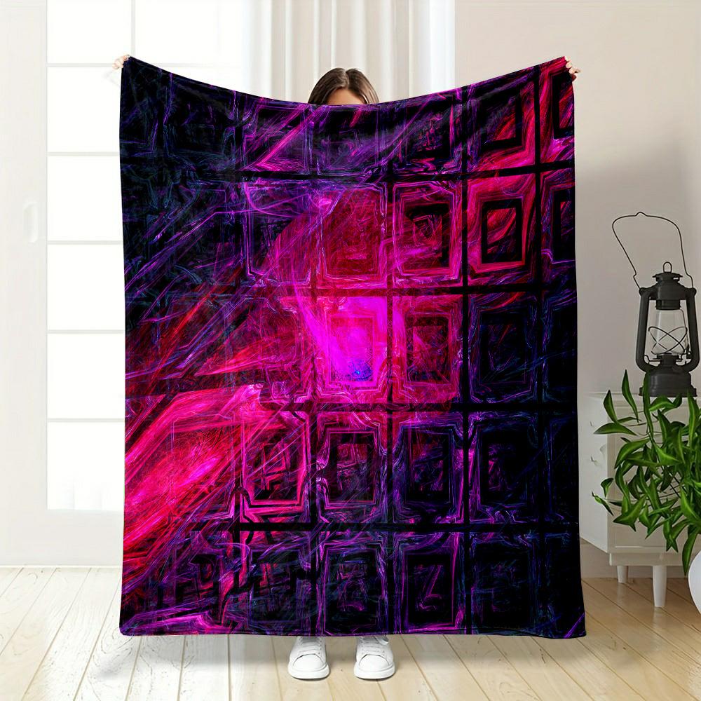 Neon Abstract Geometric Pattern Patterned flannel blanket perfect for the bedroom living room, sofa, or a little nap