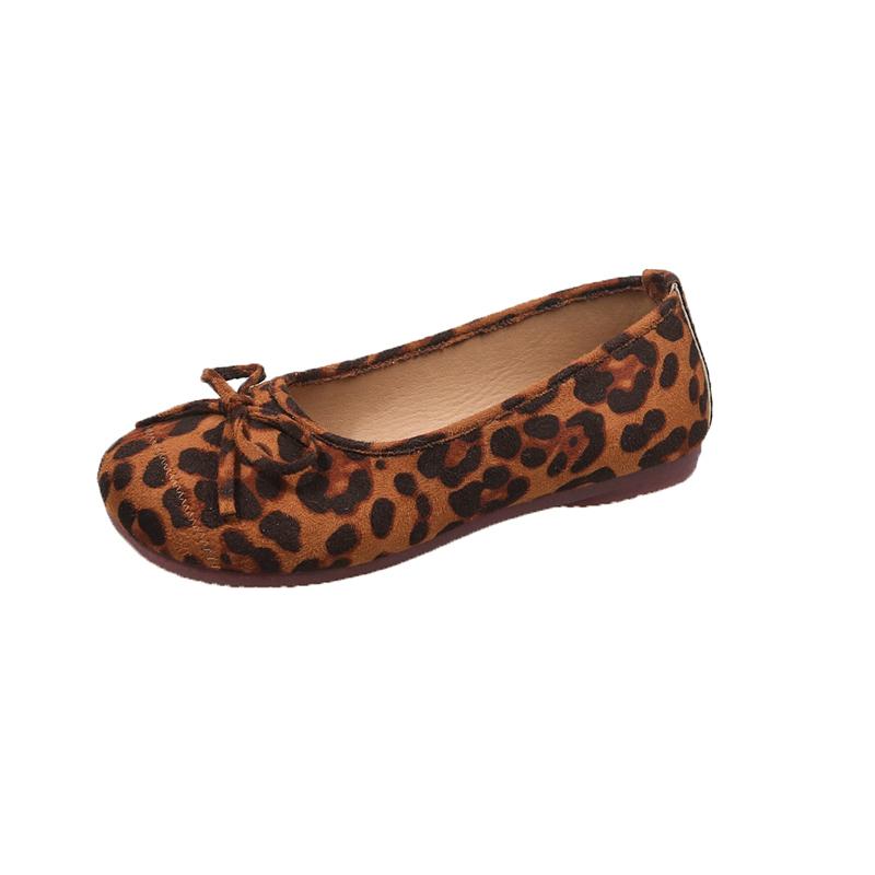 Damskie Baleriny Retro Ultra-miękkie Wiosenne Damskie Buty Kokarda Płaska Podeszwa Mokasyny Buty Rekreacyjne Wygodne Skórzane Baletki Damskie