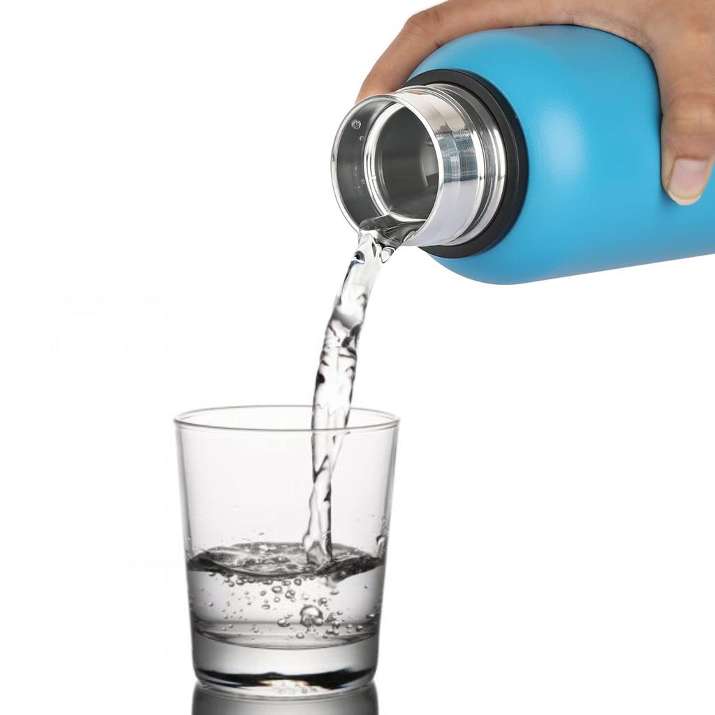Vacuum Insulated Stainless Steel 750ml Flask Bottle For Hot Cold Drinks Travel Use With Wide Mouth And Leakproof Lid –  Blue