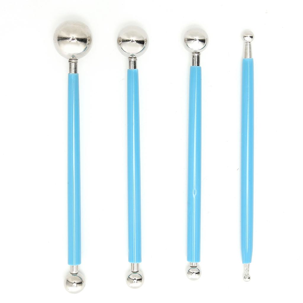 4Pcs Cake Metal Ball Dotting Sculpting Modeling Tool Set for Cake Fondant Decoration