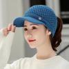 Knitted Hat Empty Top Plush Lining Casual Peaked Stretchy Keep Warm Solid Color Autumn Winter Women Sports Cap for Outdoor
