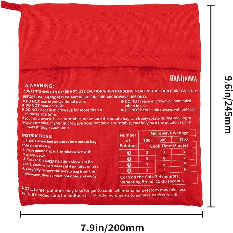 Kitchen Microwave Baking Potato Bag Reusable Microwave Cooker Bag Quick Fast Baked Pouch Potato Bag Washable Fabric Cooker Bag