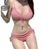 Trendy Candy Color Split Bikini: High Waist, Slimming Beach Swimsuit for Women.