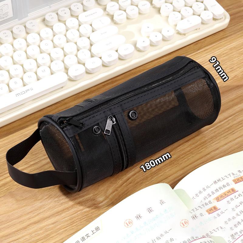 Mesh Dual-Use Makeup Brush Storage Bag Portable Brush Case Simple Large Capacity Brush Bucket Holder Travel Stand-Up Pouch