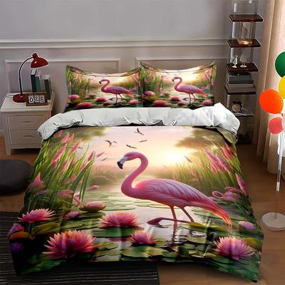 Flamingo Water Scenery. Bedding Duvet Cover Sets Duvet Covers Pillowcases Gifts (1 * Duvet Cover 2 * Pillowcases, Without Duvet Insert)