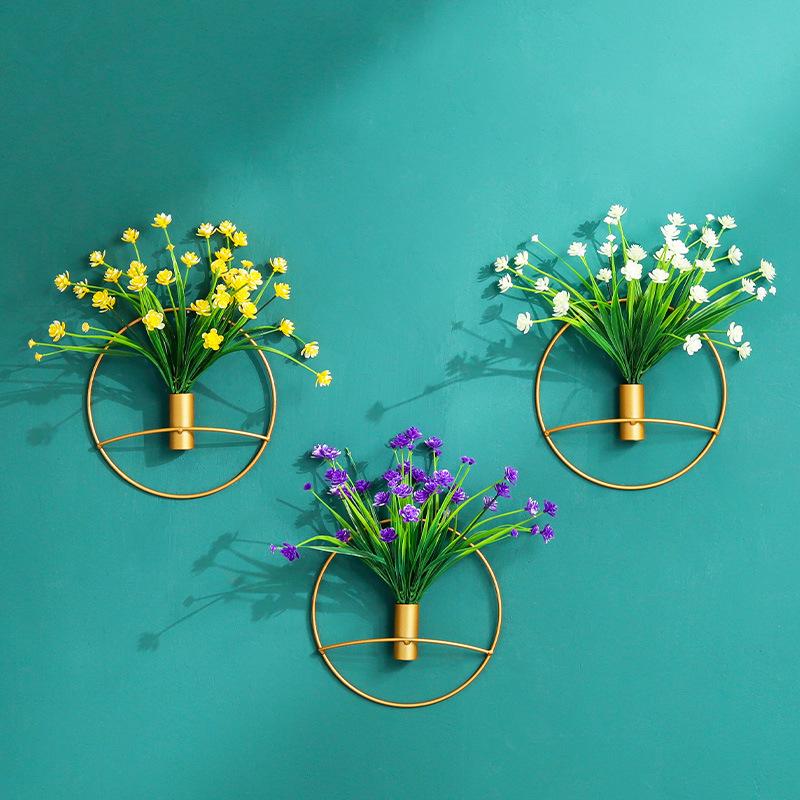 Wall Mount Flower Vase Tube Metal Plants Holder Rack Wall Hanging Flowerpot Wedding Decoration For Living Room Vase Home Decor