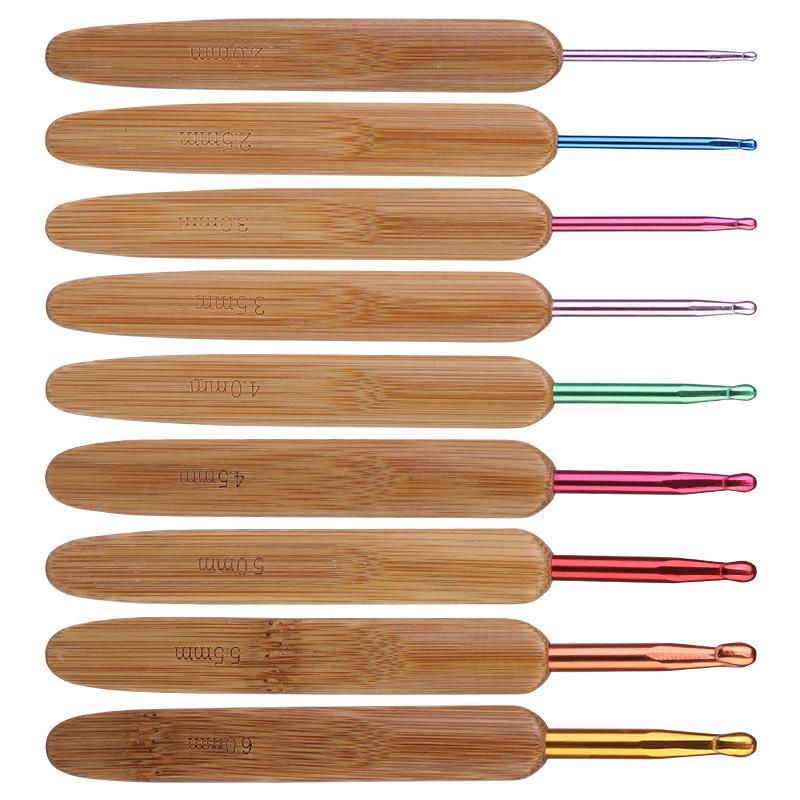 Old Carpenter House New Simple Crochet Hooks Knitting Needles Bamboo Handle Carbonized Natural Wood Handmade Eco-Friendly standard коричневый