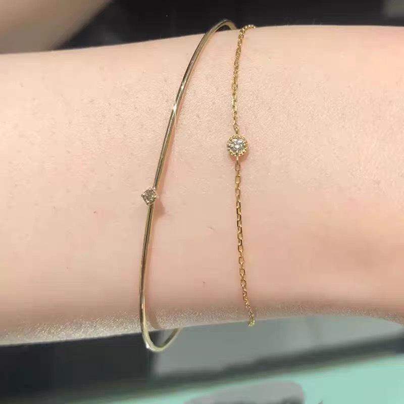14K Gold-Plated S925 Sterling Silver Mini Zircon Ultra-Thin Bracelet for Women - Japanese Style Gift