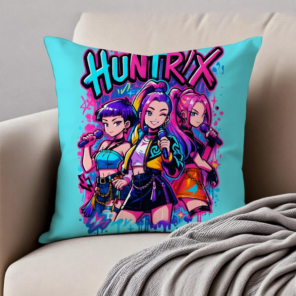 Popular Virtual American Band HHUNTRX Cushion Cover Pillowcase Antidustmite Invisible Zipper Short Plush Sofa Cushion