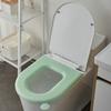 Coussin de Siège de Toilette Surface Douce au Toucher EVA Imperméable Tapis de Toilette Portable Lavable Conception avec Poignée Coussin de Siège de Toilette Hygiénique