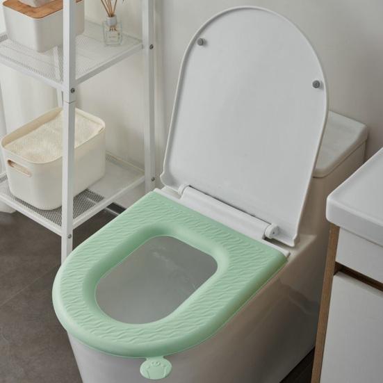 Coussin de Siège de Toilette Surface Douce au Toucher EVA Imperméable Tapis de Toilette Portable Lavable Conception avec Poignée Coussin de Siège de Toilette Hygiénique