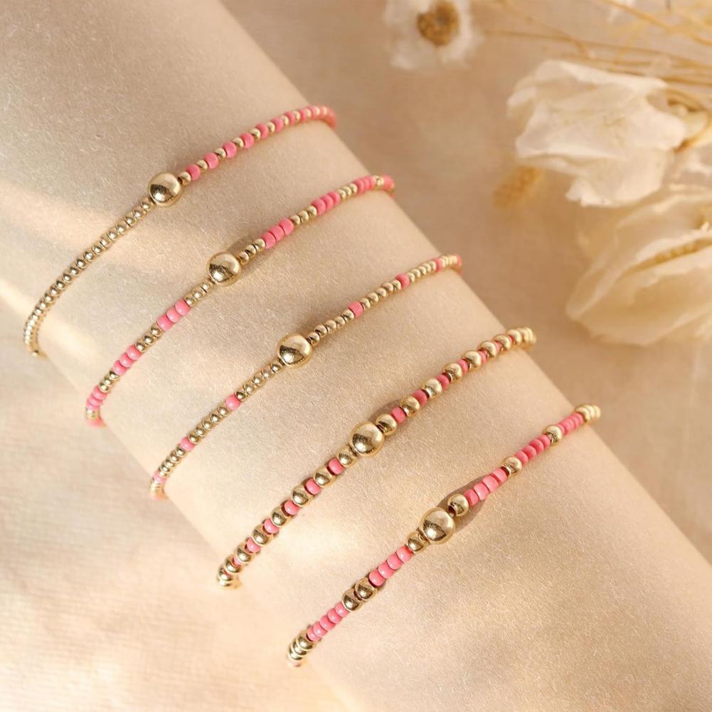 Layered Wrist Accessories Stackable Beaded Bracelets 1pcs Beaded Bracelet Stack for Women Teenage Girls Tiny Elastic Stretch
