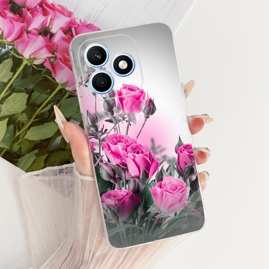 For Honor X8d 4G Case Cute Cat Luxury Flowers Painted Cover Soft Slim Phone Case For Honor X8d X 8d HonorX8d 4G Back Cover Coque