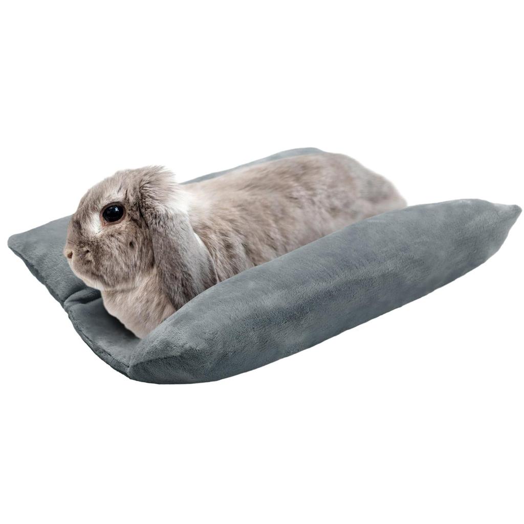Snuggle Bunnies Bolsters Bed for Rabbit, Cats, Dogs and Other Small Pet, Reversible Fleece Flop Bedding with Padded Side