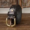 Cintura da Uomo in Pelle con Motivi Dipinti a Mano, Fibbia ad Ardiglione in Vera Pelle, Elegante Cintura Coreana in Pelle di Mucca