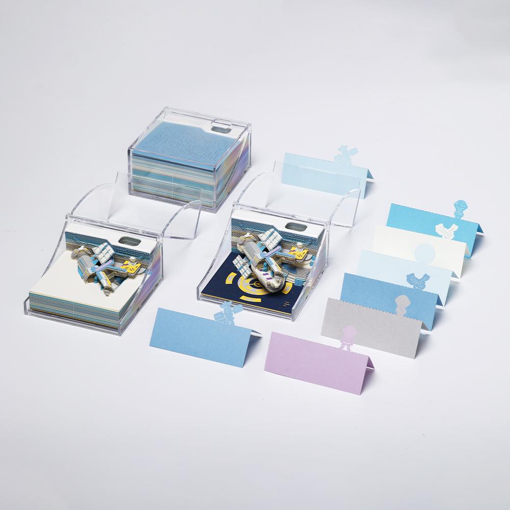 Unique 3D Spacecraft Design Memo Pad Festive Loose Leaf Desktop Ornaments for Kids' Birthday Return Gifts