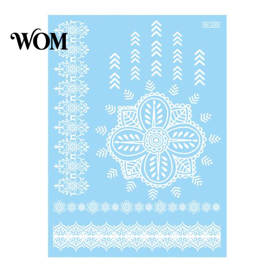 Eco-friendly Tattoo Sticker White Lace for Women, Temporary Face Body Skin-friendly Arm, Waterproof Fake Decal Wedding Party Festival Safe Tattoos