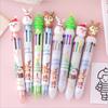 Christmas Ballpoint Pen Press Type 10 Color 6-color Ballpoint Pen Color Multifunctional Marker Pen Creative Stationery Wholesale