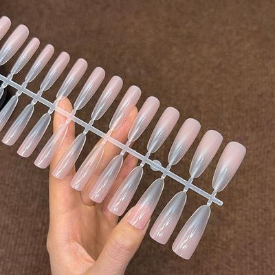 30Pcs Gradient Nude Press On False Nails, Full Cover Matte Natural Nail Tips Extension