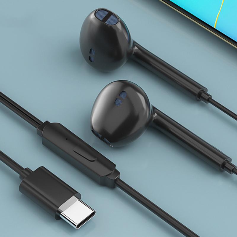 

TIANSTON E50 Type-C Wired Earphone Digital Decoding Wire Control Music Headset Black