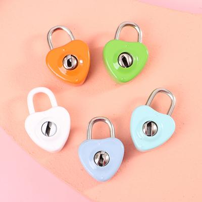 Mini Heart Shape Padlock Luggage Hardware Locks W/Key For Jewelry Box Suitcase