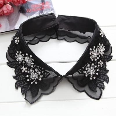 Fashion Cotton Lace Fake White Color Lace Leaves Fake Collar Crystal Beads Elegant Half Shirt Collar Women Fashion