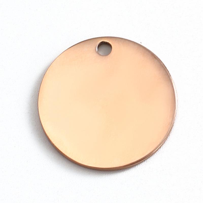 Engravable Round Stainless Steel Pendant - Polished Mirror Finish Dog Tag Accessory
