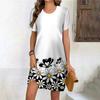 Fashion 3D Print Summer Dress Loose Casual Short Sleeve O-Neck Mini Dress