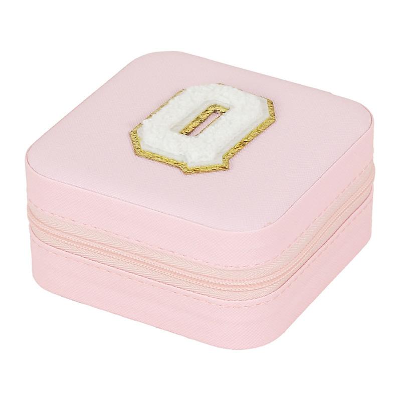 1PC Personalized Portable Jewelry Box for Women Girls Jewelry Case Small Jewelry Storage Pink Initial Letter