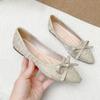 Low Top Shoes Summer New Pointed Head Shallow Mouth Cloth Surface Butterfly Knot Soft Sole Anti-slip Wear-resistant Flat Shoes