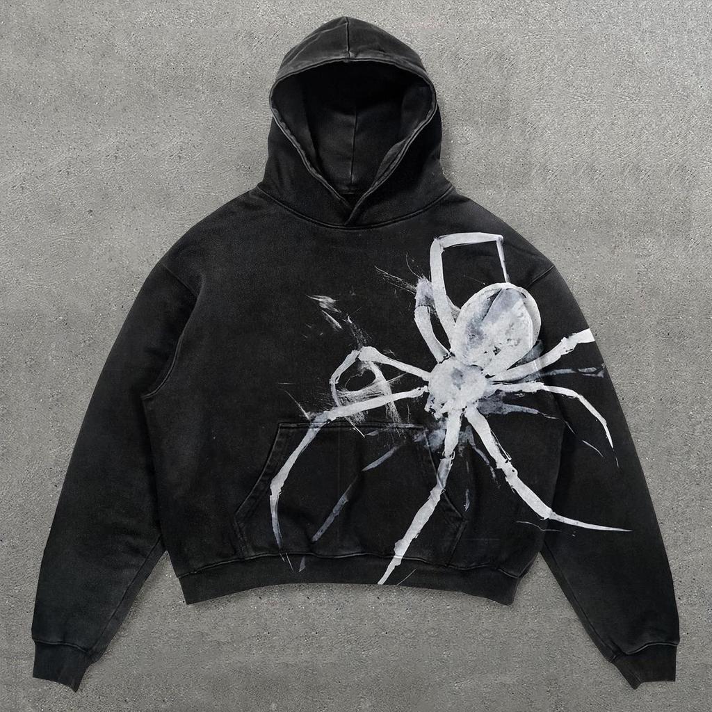 RogueWave Heavy Washed Man Hoodie Sweatshirt Y2k Gothic Clothes Retro Streetwear Pattern Women Pullover Casual Fashion for Men Harajuku
