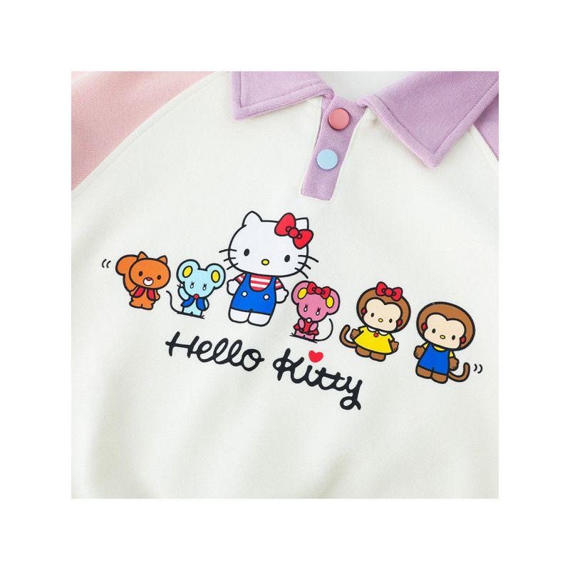 Hello Kitty Girls' Autumn Sweatshirt 2025 New Style Lapel Hello Kitty Cartoon Medium and Large Children's Pullover Girls' Sweatshirt