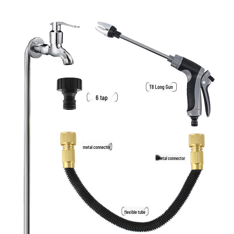 High-Pressure Car Wash Gun Set with Metal Extension and Rubberized Handle
