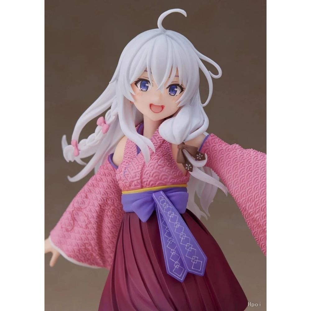 Anime Wandering Witch: The Journey Elaina Different Color Figure Cute Standing On One Foot Kimono Knee Socks Model Toys Gifts