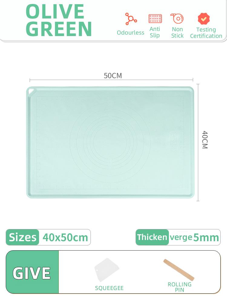 Zackoo Silicone Kneading Mat Foodgrade Thickened Large Household Panel Backing Dough Rolling Dumpling Pad Plastic Chopping Board