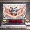 Cupid Panda with Wings and Heart Bow Pattern Wall Hanging Tapestry Decorative Tapestry Home Decor for Bedroom and Living Room