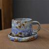 Retro Ceramic Cup Cross-border Mug Japanese Style Simple Afternoon Tea Cup Creative Coarse Pottery Coffee Cup Saucer Set